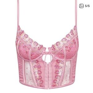 FOR LOVE AND LEMON Elegant Pink Lace Bustier top